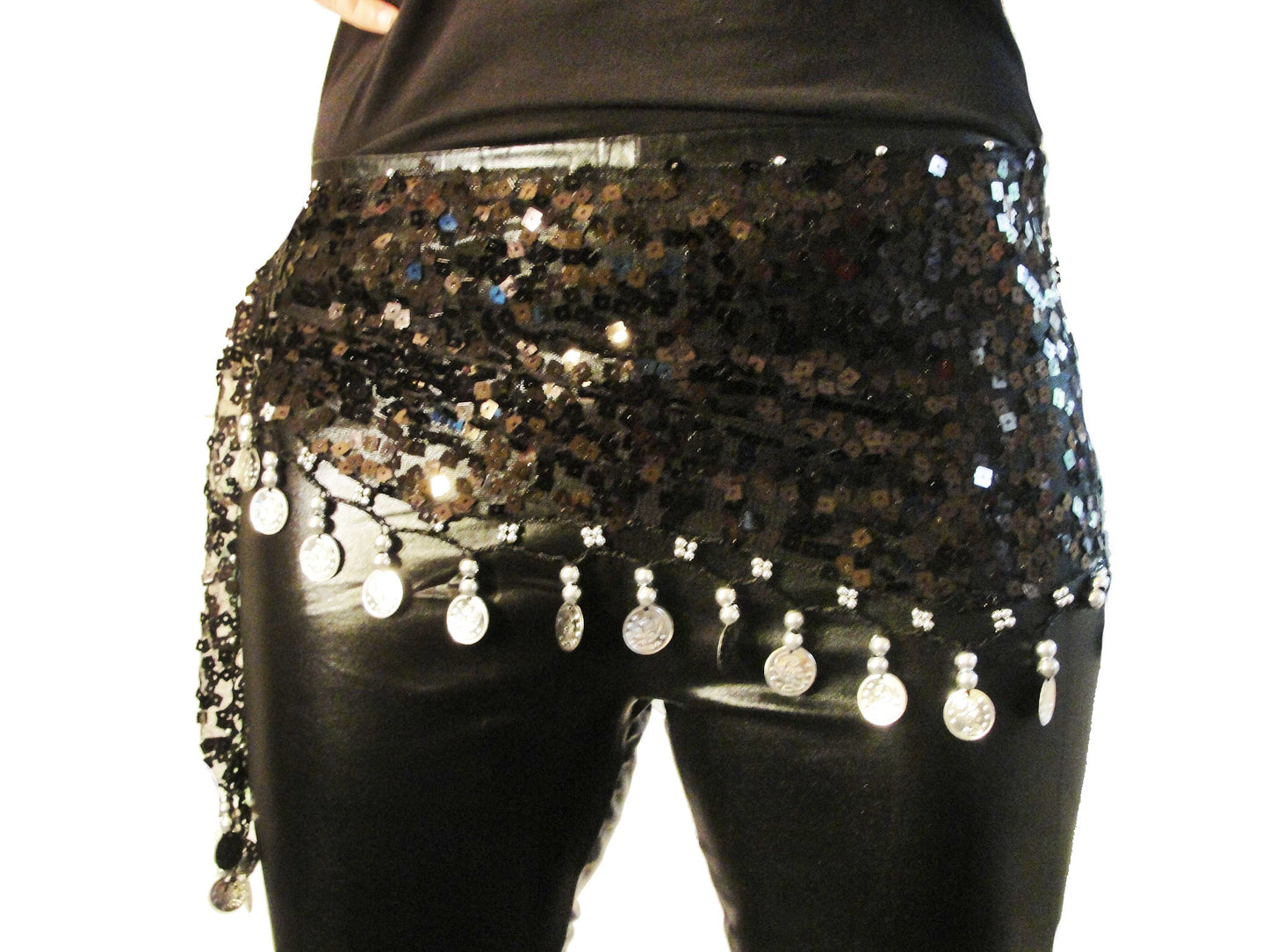 Black sequin hip scarf